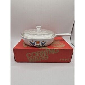 Vintage 1975 Corning Ware P-83-B Country Festival Blue Bird Skillet With Lid NIB